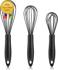 Juego de 3 batidores antiarañazos resistentes al calor utensilios de cocina antiadherentes de acero inoxidable