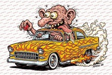 Chevy Tri Five Gasser 1955 nueva camiseta estilo Roth Monster Weirdo Rat Fink personalizada