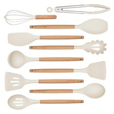 Para utensilios de silicona antiadherente aptos para sartenes con madera cómoda