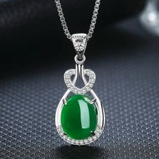 Collar colgante de plata esterlina 925 cristal jade verde joyería para mujer Reino Unido