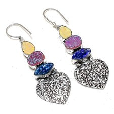 Titanio Druzy piedras preciosas hecho a mano 925 plata esterlina joyería pend...