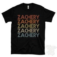 CAMISETA ZACHERY ESTILO RETRO REPETIDO Hombre y Mujer Novedad Genial Nombre Regalo