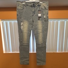 Pantalones de mezclilla ajustados de tiro medio con lavado claro índigo claro Ministry of Fashion para hombre