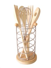 (SY021) BOTE CUBERTERO CON 5 UTENSILIOS CUBIERTOS DE COCINA CROMADO