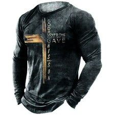 Camiseta Con Estampado 3D Para Hombre Camisa De Manga Larga Vintage Hip Hop Moda