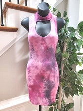 Moda Nova Para Mujer Vestido Púrpura Rayón Cuello Alto Sin Mangas Hasta la Rodilla Talla XS