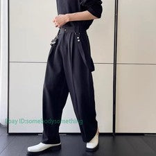 Pantalones largos sueltos de pierna ancha con bolsillo informales estilo japonés para hombre de moda