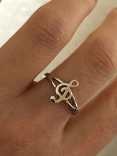 Anillo con notas musicales de plata de ley 925 todos los tamaños