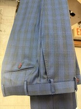 NUEVO Pantalón de vestir a cuadros azul talla 39 para hombre 100 % lana Super 150 hecho en Italia R/$275