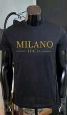 Camiseta Gráfica Para Hombre 100% Algodón Estampada Milán Italiana En Oro Moda Logo