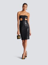 LO ÚLTIMO Sexy Mini Vestido de Cuero Negro para Mujer Piel de Oveja Real Club Fiesta Ropa