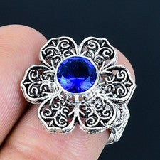 Anillo de joyería de plata esterlina 925 hecho a mano con piedras preciosas...