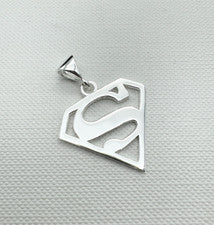 Colgante Superman de plata de ley 925 maciza solo 24 mm nuevo