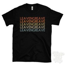 CAMISETA ESTILO RETRO REPETIDA LEAVENGREAVE para hombre y mujer Reino Unido top name regalo