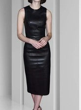 Vestido de cuero hecho a mano para mujer, vestido de cuero genuino, vestido caliente para mujer