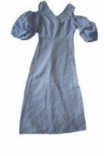 VESTIDO LARGO RAYAS BLANCO AZUL CLARO MANGA BONITA T. S 36 NUEVO