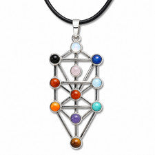 Colgante Árbol de la Vida Cabalá Chakra Collar Sefirot Joyería Espiritual