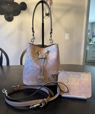 Nuevo sin etiquetas Coach Rowan Bucket Bag Set Rainbow Signature Lona Bandolera Bolsa