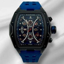 Flash SaIe! Reloj IceTime 45 mm esfera azul oscuro acero negro 0,10 quilates diamantes IT24