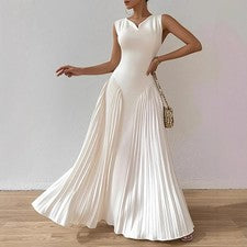 Moda Verano Mujer Línea A Largo Vestido de Fiesta Vestido de Noche Sin Mangas Vestido de Baile