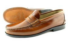 Zapatos de traje para hombre Penny Mocasines con suelas de cuero marrón Slipper mocasines de cuero