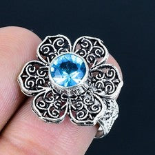 Anillo de joyería de plata esterlina 925 hecho a mano con piedras preciosas...