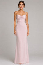 HBH Moda Novia I Vestido de Noche Fit y Flair con Cremallera Rosa