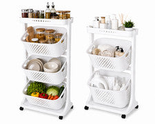 Carro Portafrutas Porta Utensilios De Cocina Y Baño 4 Estantes 3 Colores Fruta