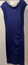 INC NUEVO Vestido para mujer sin mangas liso con cremallera azul marino jersey talla Lg