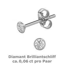 Pendientes diamante oro blanco 585 2,3 mm individual/individual NUEVO copa 14 quilates