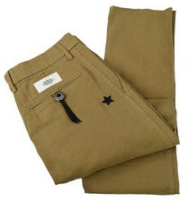 Pantalones chinos THE EDITOR tostados hechos a mano de algodón elástico frente plano 46 30 Italia nuevos con etiquetas