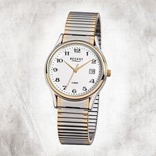 Regent Acero Reloj Hombre F-472 Reloj Cuarzo Pulsera Plata Oro URF472
