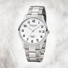 Regent Acero Hombre Reloj F-1178 Reloj de Cuarzo Pulsera de Plata UR1153403