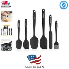 Juego de espátulas de silicona, 6 piezas utensilios de cocina de grado alimenticio con cepillo de silicona...