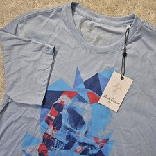 Camiseta Robert Graham Para Hombre Pequeña Diamante Calavera Gráfico Azul Algodón Dan Flash Nueva