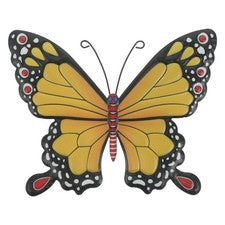 Juego de decoraciones de pared de mariposa de hierro amarillo reutilizable para decoración de interiores del hogar