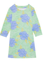 Vestido Mujer - Vestido Estampado Azul Verde - Vestido Camiseta - Pequeño - Algodón