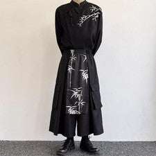 Hombres Moda Chino Estampado Suelto Vestido Pantalones Gótico Multi Bolsillo Pantalón Calle
