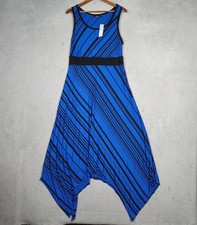Maxi Vestido Apt.9 Mujer 0X Azul Negro Rayas Jersey Tejido Asimétrico Nuevo con Etiquetas