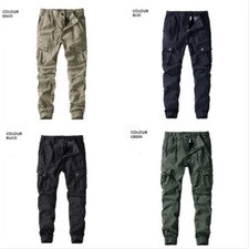 Hombres Pantalones de Carga Pantalones Cónicos Exterior Joggers Algodón Bolsillo Informal Moda