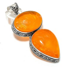 Colgante de joyería de plata de ley 925 con piedras preciosas de ámbar báltico de 3,43" regalo para ella T20