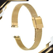 Correa de reloj de malla de acero inoxidable 316L correa de ajuste dorada de 10 mm