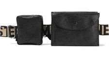 NUEVO STELLA MCCARTNEY Stella Bolso Cinturón Cuero Sintético Bandolera Negro Logo Mensajero