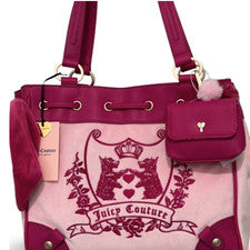 Bolso de Mano Juicy Couture Scottie Dogs Nuevo Love Chapter Marrón Azul Nuevo con Etiquetas