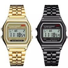 Relojes de pulsera digitales informales de acero inoxidable dorado para hombre Reino Unido