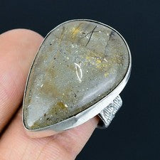 Anillo de joyería de plata esterlina 925 hecho a mano con piedras preciosas...