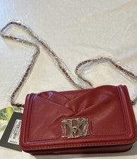 Bolso Bandolera Badgley Mischka Para Mujer Plisado Cuero Vegano Rojo Ladrillo Nuevo