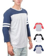 Camiseta de béisbol para hombre ZIMEGO manga 3/4 cuello redondo mezcla de algodón ropa deportiva