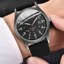 Men's Luminous Quartz Watch Casual Watch With Woven Nylon Belt IDM