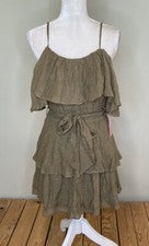 Fashion on Earth Nuevo con Etiquetas Mujer Sin Mangas Volantes Hasta la Rodilla Vestido Talla S Oliva H11